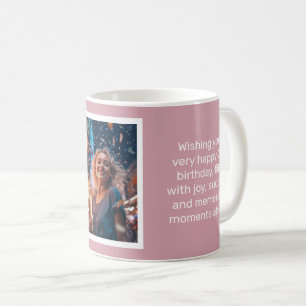 Caneca De Café Muted Elegance Misty Rosa Happy Birthday Card Mug