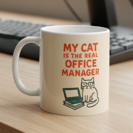 Caneca De Café My Cat Real Office Manager – Funny Work From home
