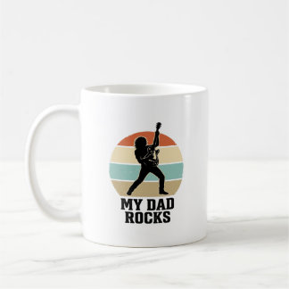 Caneca De Café My Dad Rocks Vintage Guitar Sunset Shirt Design_1