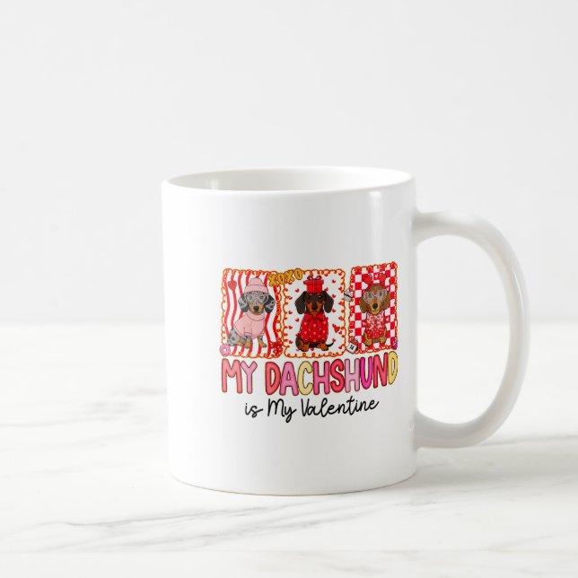 Caneca De Café My Dog Is My Valentine Cute Dachshund Dogs For Dog (Direita)