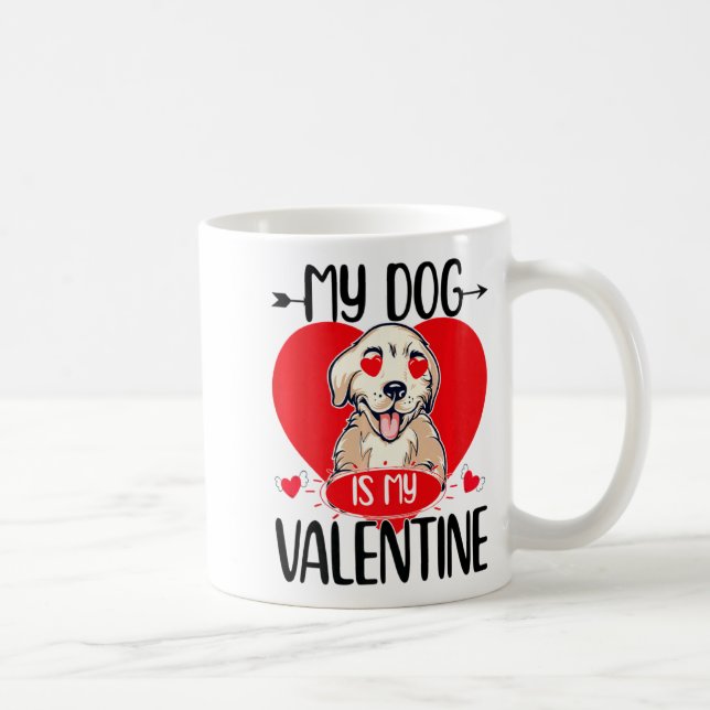 Caneca De Café My Dog Is My Valentine Day Heart Love Dog Valentin (Direita)