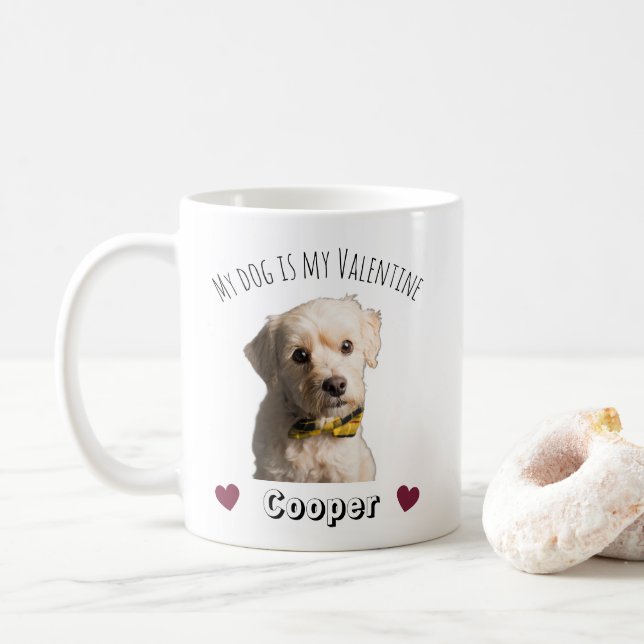 Caneca De Café My Dog Is My Valentine – Personalized Pet  (Com Donut)