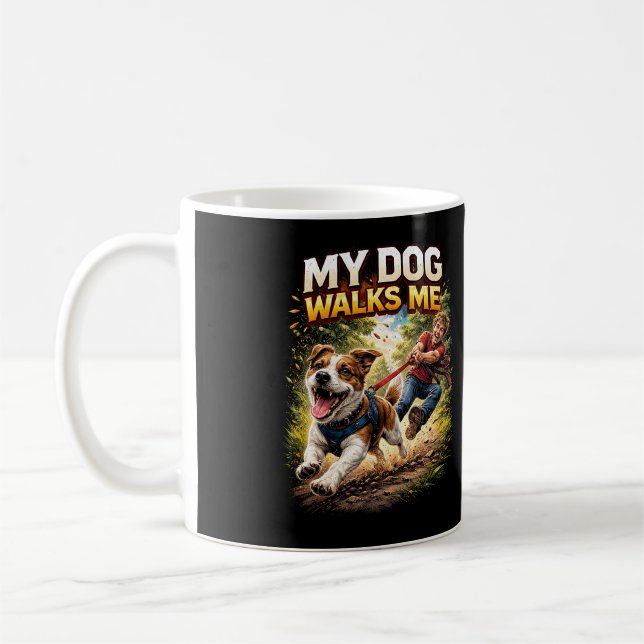 Caneca De Café My Dog Walks Me (Esquerda)