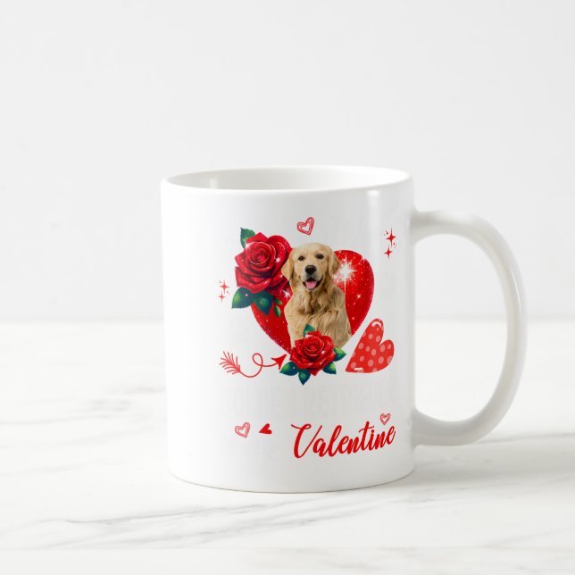 Caneca De Café My Golden Retriever Is My Valentine Owner Floral H (Direita)
