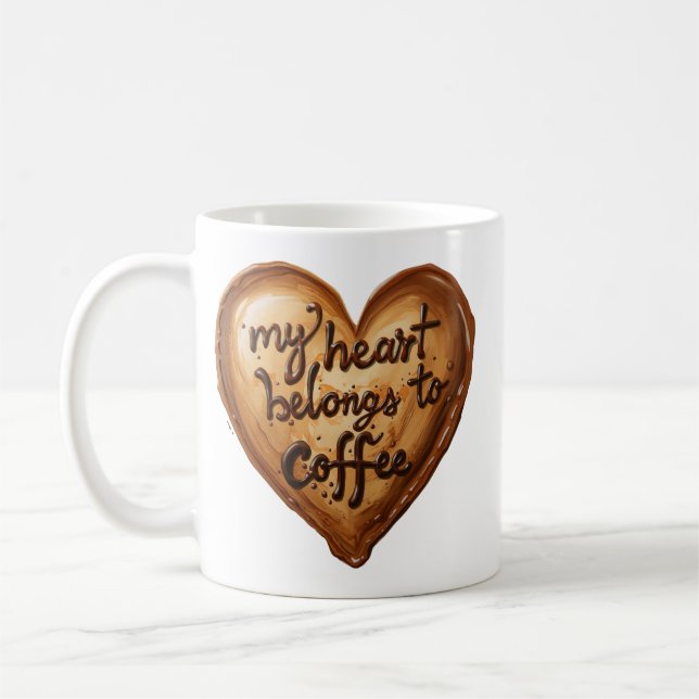 Caneca De Café my Heart Belongs to Coffee velentine gift  (Esquerda)