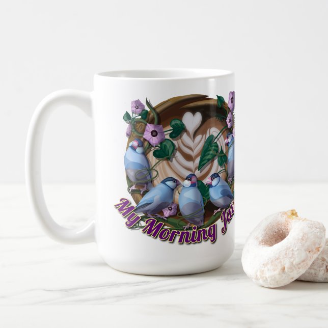 Caneca De Café My morning JAVA with Java sparrows (Com Donut)