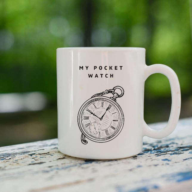 Caneca De Café My Pocket Watch" Minimalist Time-Themed Mug (Criador carregado)