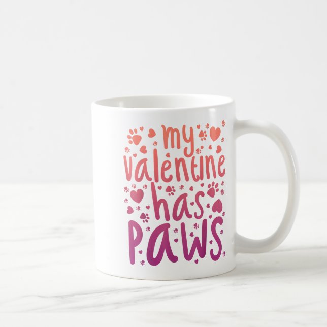 Caneca De Café My Valentine Has Paws  (Direita)