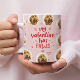 Caneca De Café My Valentine Has Paws Personalized Dog Photo