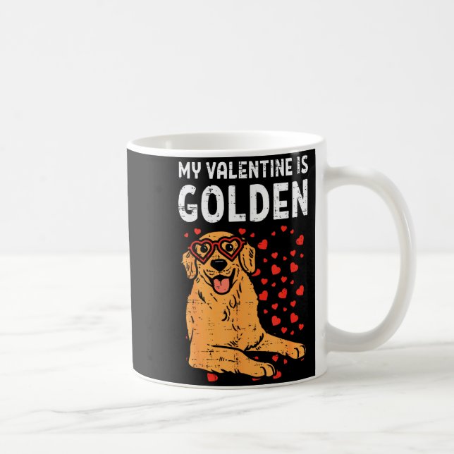 Caneca De Café My Valentine Is Golden Retriever Valentines Day Pe (Direita)