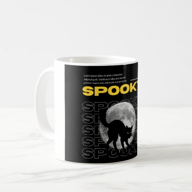 Caneca De Café Mystic Black Cat and Moon Aestic Halloween Mug (Frente Esquerda)