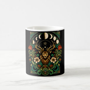 Caneca De Café Mystic Pagan Stag and Moon Phase