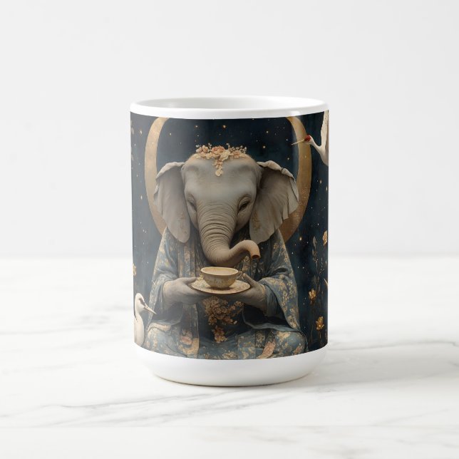 Caneca De Café Mystical Elephant Tea Party Sob Lua Crescente (Centro)
