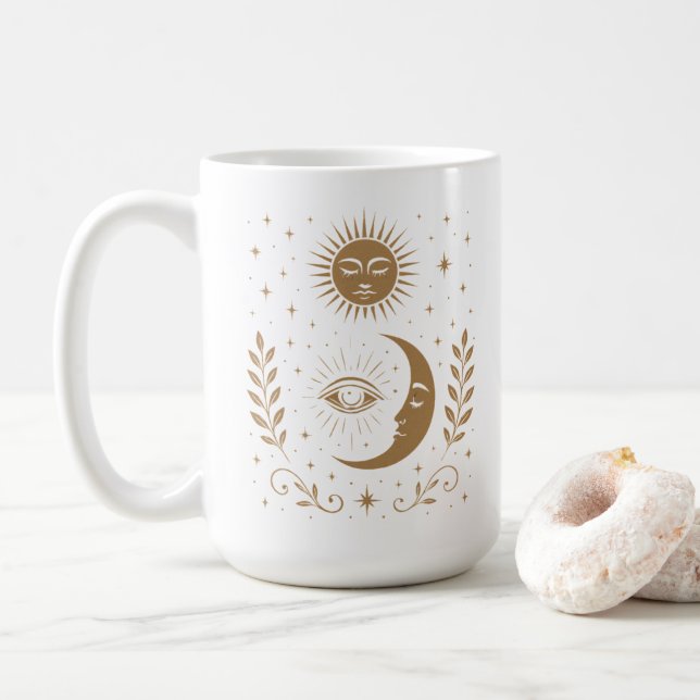 Caneca De Café Mystical Midnight Moon & Stars Third Eye Unisex (Com Donut)