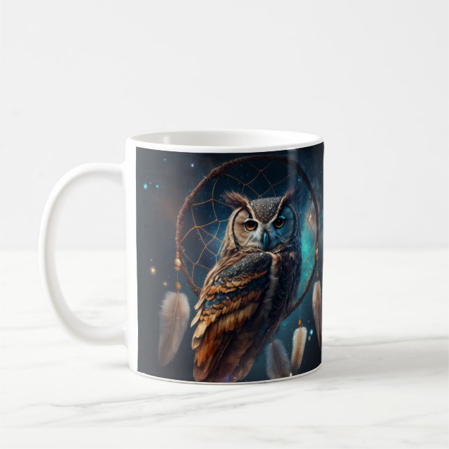 Caneca De Café Mystical Space Owl with Dreamcatcher Art       (Esquerda)