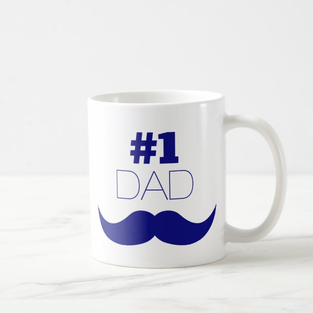 Caneca De Café Nº 1 - bigode azul Pai - Número Um (Direita)