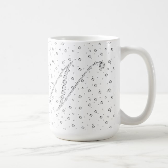 Caneca De Café N Monograma inicial Impressão de diamantes brancos (Direita)