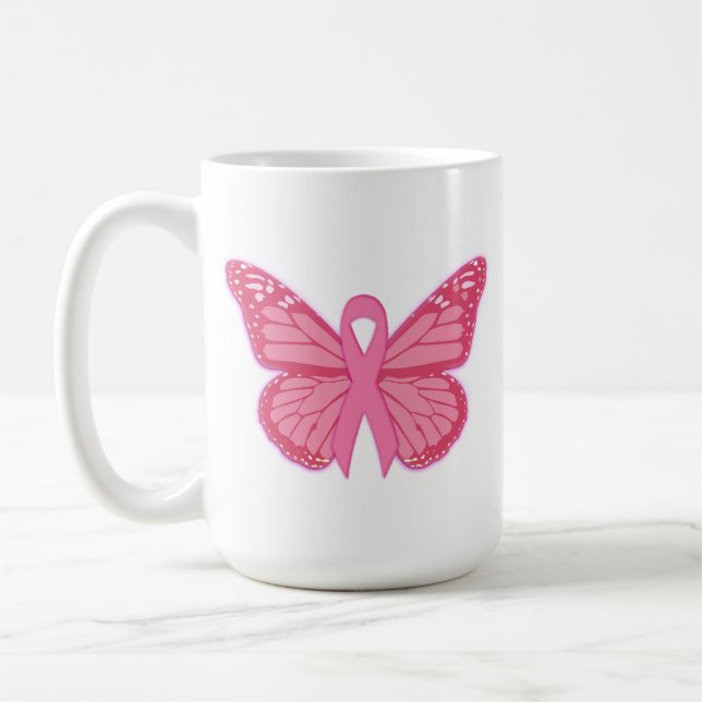 Caneca De Café Na Borboleta Rosa (Esquerda)