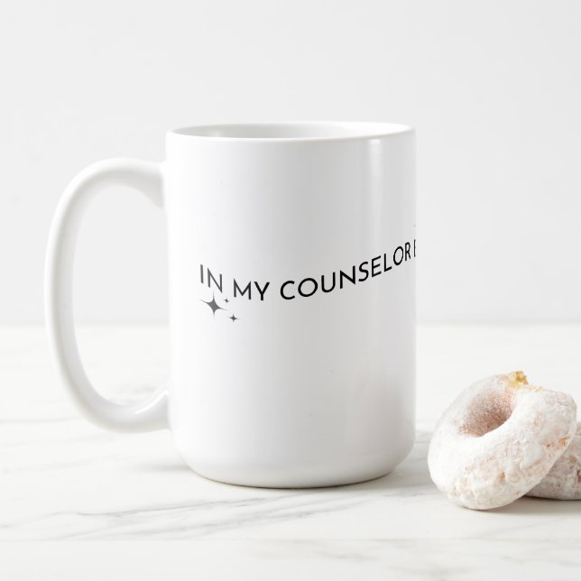 Caneca De Café Na Era Minha Conselheira com Estrelas Negras (Com Donut)