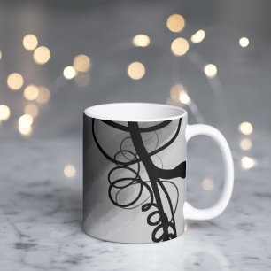 Caneca De Café Na Grade: Abstrato Cinza, Preto e Branco