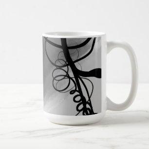 Caneca De Café Na grade: Cinza Abstrato, Preto e Branco