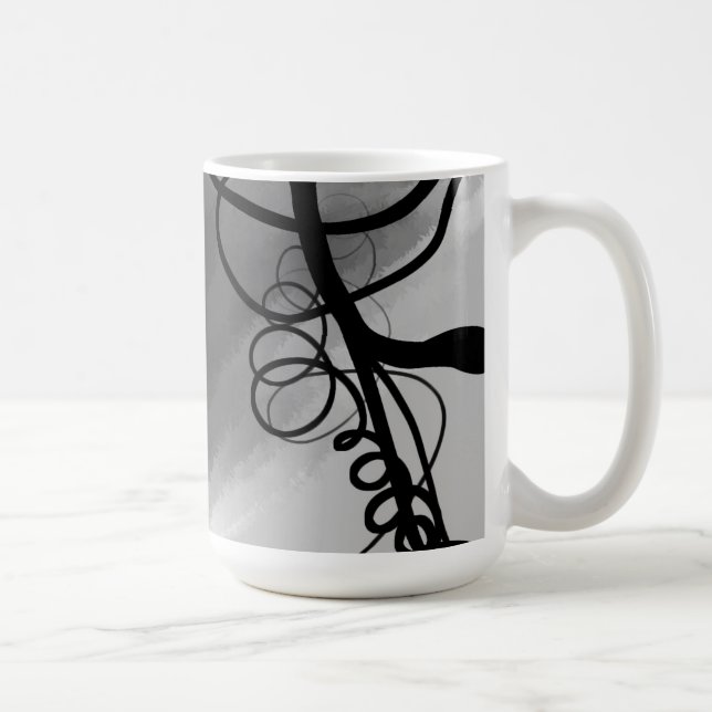 Caneca De Café Na grade: Cinza Abstrato, Preto e Branco (Direita)