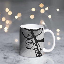 Caneca De Café Na grade: Cinza Abstrato, Preto e Branco