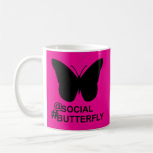 Caneca De Café Na Hashtag social Butterfly [remix rosa-preto-pret