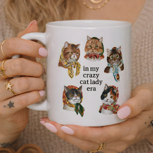 Caneca De Café Na Minha Era de Louca por Gatos Divertida Amante d
