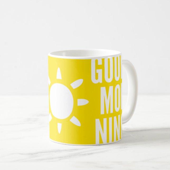 Caneca De Café Na moda Amarelo Bom dia Sun Tea Coffee Mug (Frente Esquerda)