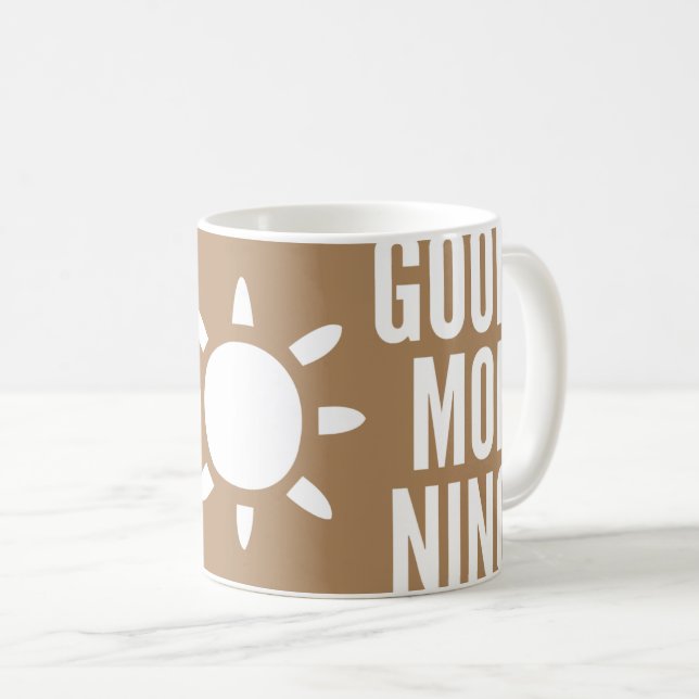 Caneca De Café Na moda Brown Good Morning Sun Tea Coffee Mug (Frente Esquerda)