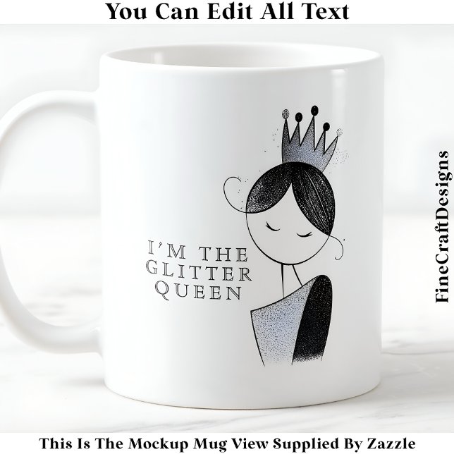 Caneca De Café Na moda Custom Glitter Sparkle Queen 035 Novelty (Criador carregado)