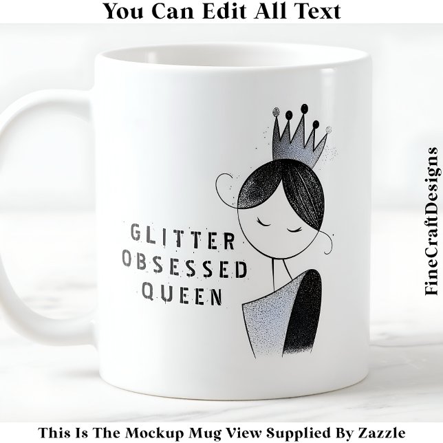 Caneca De Café Na moda Custom Glitter Sparkle Queen 036 Novelty (Criador carregado)