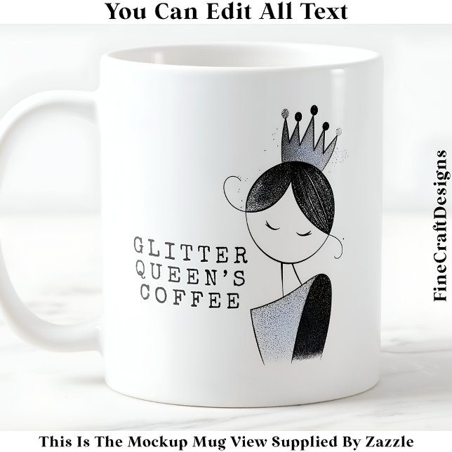 Caneca De Café Na moda Custom Glitter Sparkle Queen 037 Novelty (Criador carregado)