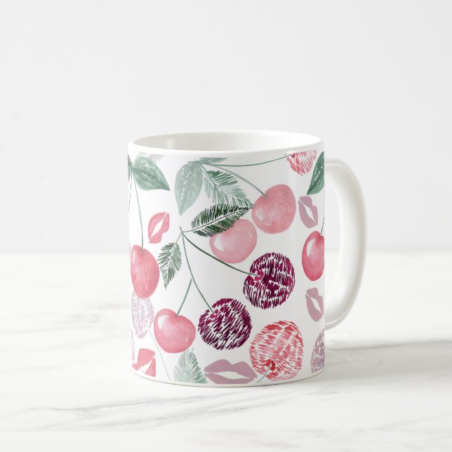 Caneca De Café Na moda de fruta de cereja vermelha (Frente Esquerda)