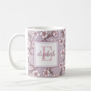 Caneca De Café Na moda Floral Manuscrito Monograma Mug