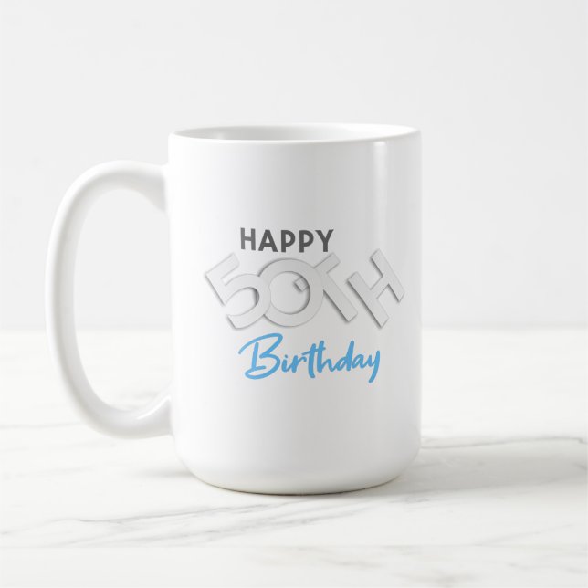 Caneca De Café Na moda Happy 50th Birthday Typografia (Esquerda)