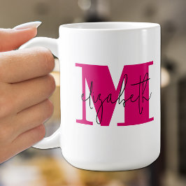 Caneca De Café Na moda - Letra inicial Monograma e nome