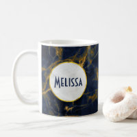 Na moda marinho Azul e Dourado Marble Moderno