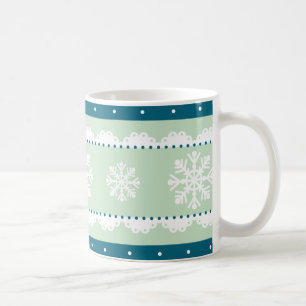 Caneca De Café Na moda Mint Teal Blue Padrão de Natal Branco