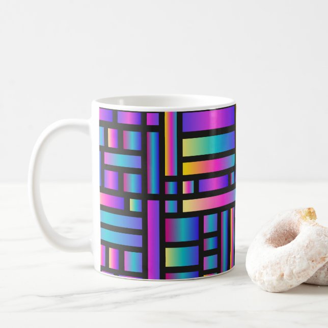 Caneca De Café Na moda moderno-padrão - moda Geométrica Tartan (Com Donut)