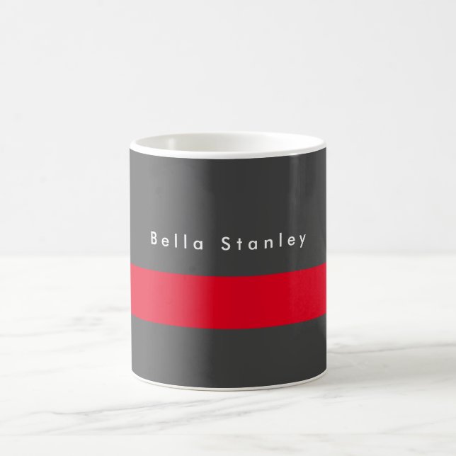 Caneca De Café Na moda Moderno Vermelho Seu Nome (Centro)