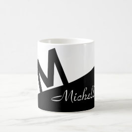 Caneca De Café na moda preto e branco monograma