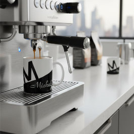 Caneca De Café na moda preto e branco monograma