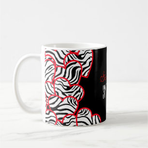 Caneca De Café Na moda Red Sweet 16 Zebra Heart Design