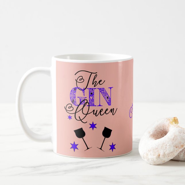 Caneca De Café Na moda Rosa-Gin Queen (Com Donut)