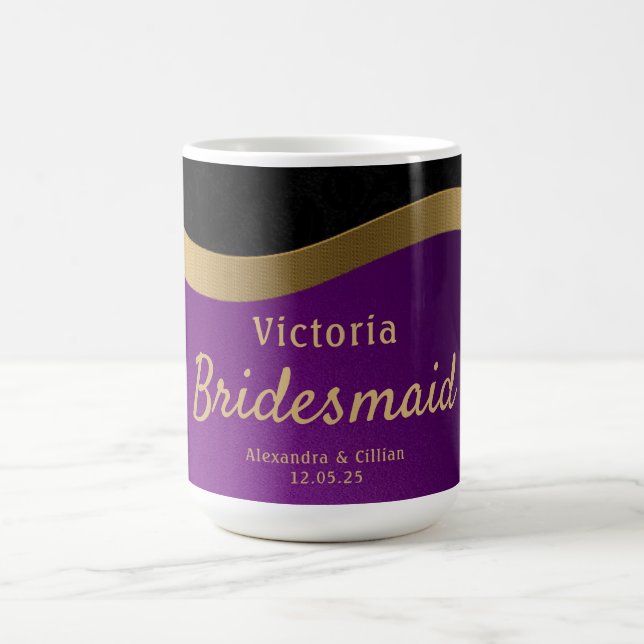 Caneca De Café Na moda Roxo e Monograma Dourado (Centro)