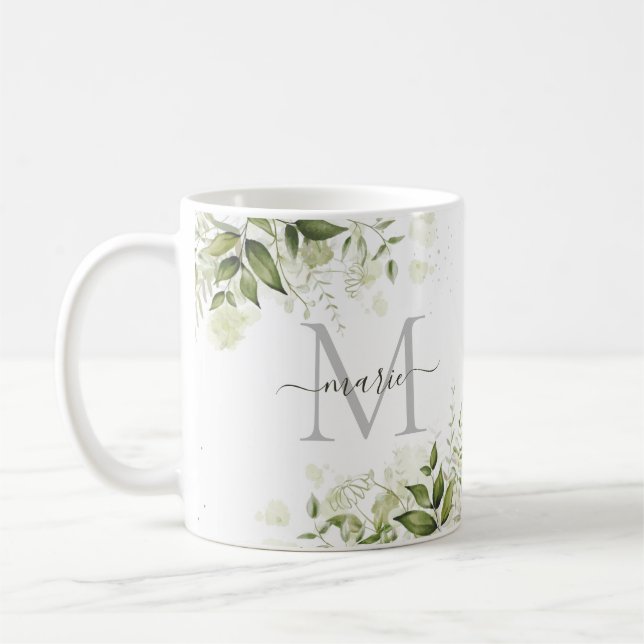 Caneca De Café Na moda Rustic Sage Green Botanical Name (Esquerda)