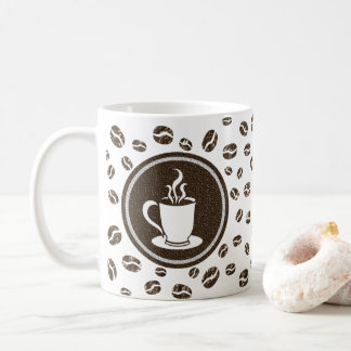 Caneca De Café Na moda Steaming Cup e Coffee Beans Patterno Mug
