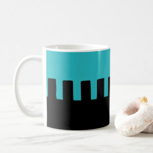 Caneca De Café Na moda Turquesa e padrão preto